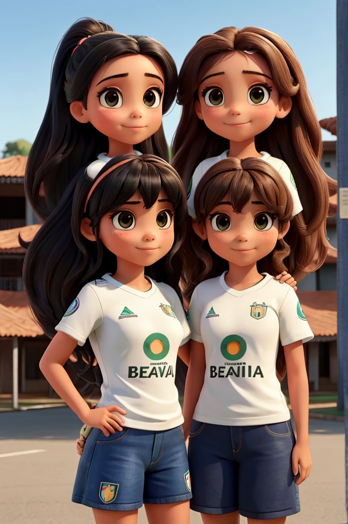 Two Brazilian girls, one with the Santos team t-shirt and the other with the São Paulo team t-shirt