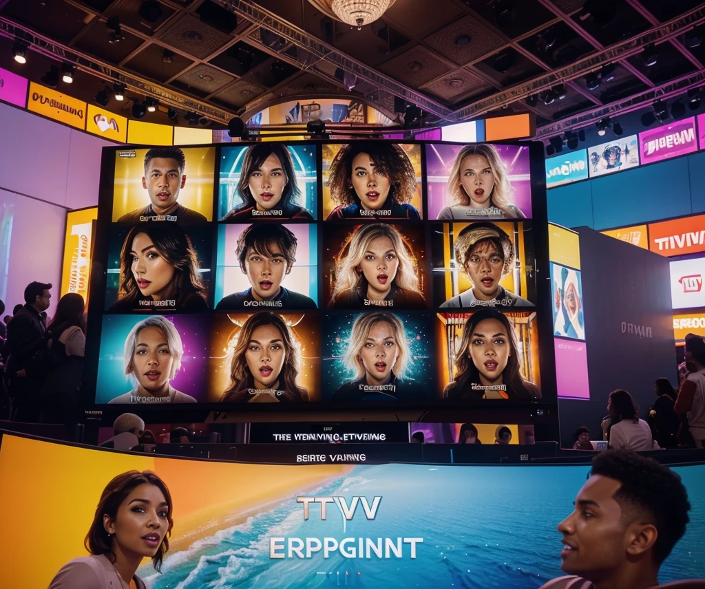 Create a visually striking graphic depicting a diverse group of people enjoying various streaming content on multiple devices (TV, tablet, smartphone). Incorporate vibrant colors and dynamic elements like play buttons, popcorn, and digital icons representing different genres (e.g., drama, comedy, documentaries). Include an overlay text that reads “The New Era of Streaming Entertainment” in a modern, eye-catching font.