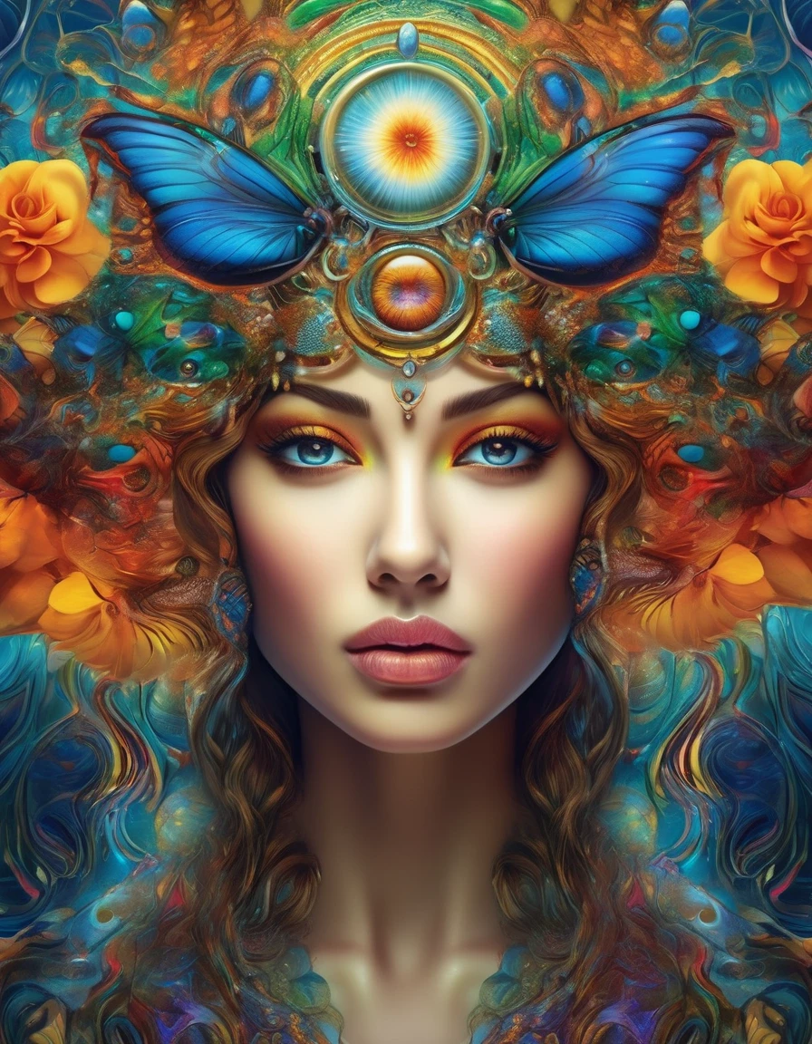 (best quality, ultra-detailed, realistic:1.37), captivating surrealism, mesmerizing female fantasy face, vibrant colors, ethereal atmosphere, intricate details, dream-like composition, otherworldly elements, seamless blend of reality and imagination, mind-bending visual experience, artistic masterpiece.