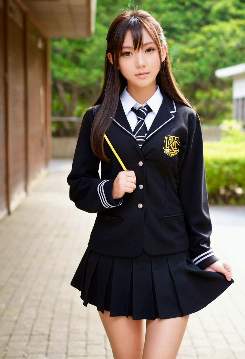 high school girl model 黒のuniform 高級ブランドのmodel少し高級感 Black uniform adultっぽさ adult beautiful beautiful nice cute popular person model high school student Overseas Face Half Japanese, half American Hair brown