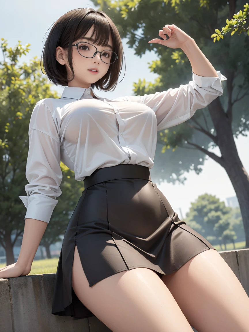 (high-definition images, super detail, accurate, best quality, single shot), ((an adult woman straddling to rub her lower abdomen against the pipe-bollard for masturbation, spread her legs to lower her hips so that her lower abdomen is against the pipe-bollard)), fat a little, round face, drooping eyes, eyes realistic sizing, cardigan, various patterned jumping casual dress, super detailed drawing luxurious panties, pubic hair, she thrusts her lower abdomen forward, she uses her lower abdomen to push the pipe-bollard, (her lower abdomen must be touching the pipe-bollard), orgasm, shy smile, downtown, in front of some store at the sidewalk outside, (((angle from below, glasses))),