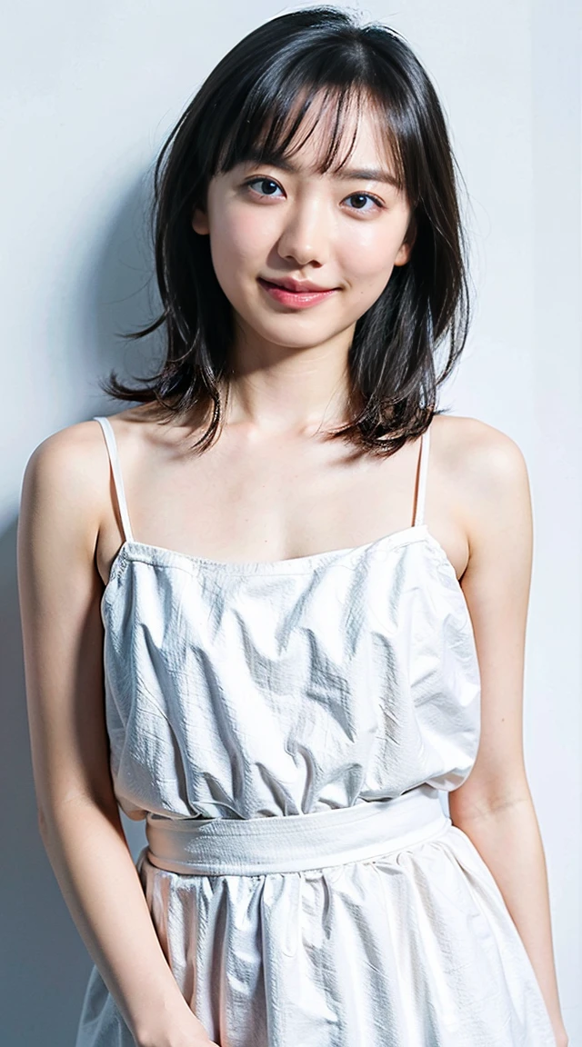 (Small Tits), (18-year-old), (very small head), dawn, sunlight, (Perfect body:1.1), (8K), (Very delicate and beautiful), (Highest quality:1.0), (Realistic), Realistic Shadows, (High resolution:1.0), Detailed skin, Very detailed, the body is slim, (Beautiful Hair, Real Hair, Thinning hair), blush, Realistic, Realistic Face, Realistic eyes, Small eyes, smile, (eyeliner), (mascara), (eye shadow), whole body、Open leg pose、Nipples、naked、Thick pubic hair、Bobcut、blonde、The background is a white wall