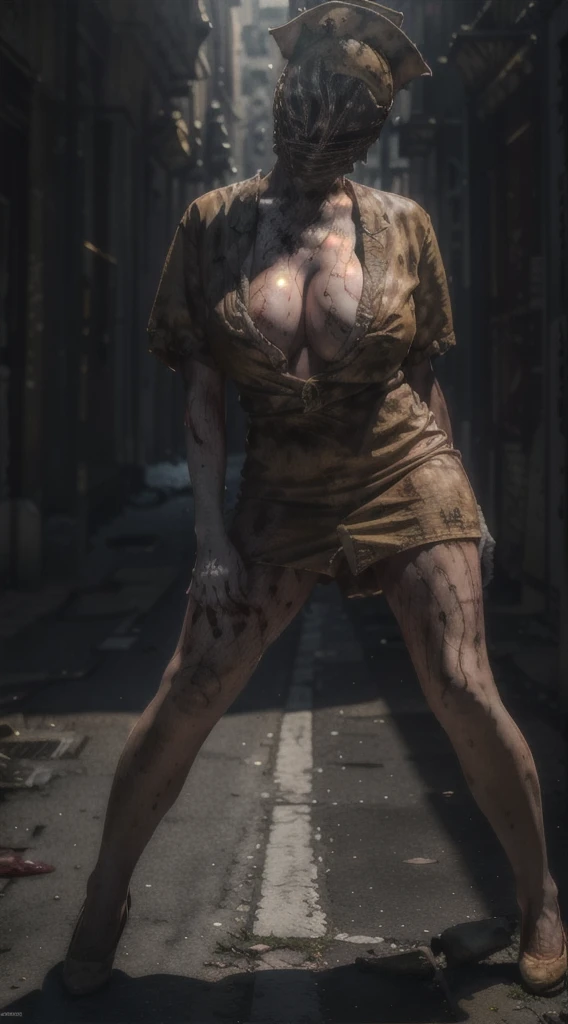 1girl,solo,outdoors,(nsfw, full body:1.3),(spread legs:1.1),ruanyi0227,faceless,no eyes,nurse,nurse cap,red background,(on ground:1.2),(huge breasts:1.3),blood,skirt lift,bandages,nurse \(silent hill\),(bodhor:1.2),((disgusting body horror)),, best quality,masterpiece,highres,official art,extremely detailed cg unity 8k wallpaper