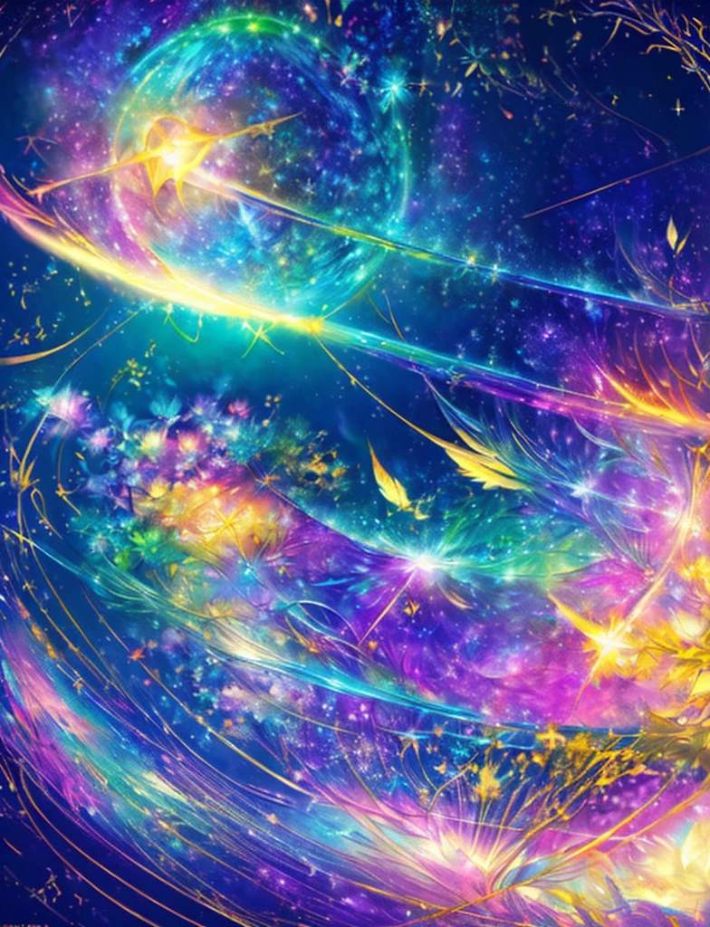 ((Supergiant pale yellow sun))((Subjective depiction of a profile looking up)、On a multicolored background、Iridescent空に星と月が描かれた川の絵、Shining skyscrapers、Shine overall、Concept art inspired by Tosa Mitsuoki、pixiv contest winners、Highest quality、Fantasy art、Beautiful anime scene、Bright Moon、moonlight star environment、Dream painting、Anime Background Art、Fantasy Landscape Painting、Fantasy Knight、Anime Background、Background artwork、wonderful芸術、Atmospheric anime、Starry Sky、Detail enhancement、, Vibrant colors, Rainbow and sunshine shining.16K, Ultra-high resolution, Iridescent、to be born,wonderful ,future、Iridescent、The world 30 years from now。