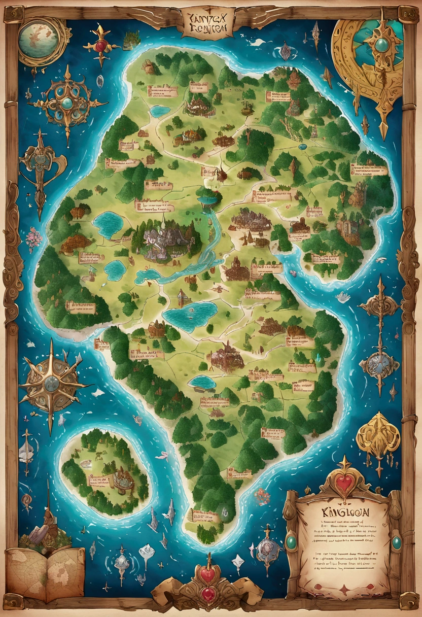 fantasy world map, Map of the Kingdom, highly detailed physical map