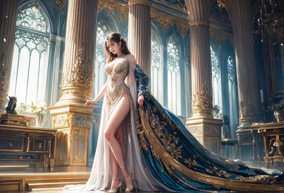 masterpiece, a beautiful woman, oil paintings, a beautiful dress, fantasy,