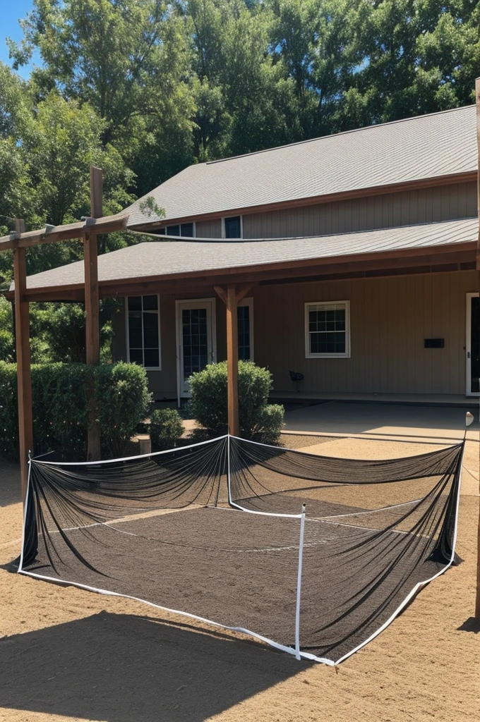 A volleyball net made with spider web