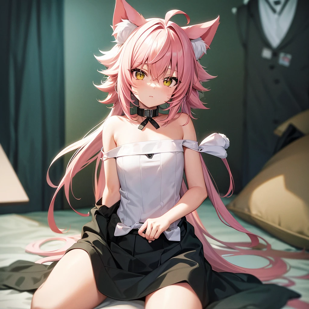 catboy, Anime, Wallpaper, Cute, , pink or white hair. fluffy ears, messy hair