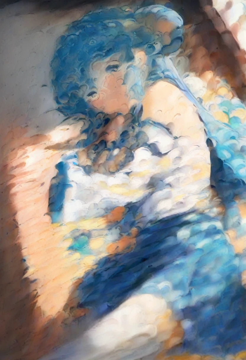 score_9, score_8_up, score_7_up, source_anime,
konosubaaqua, aqua, long hair, blue eyes, hair ornament, very long hair, blue hair, hair rings, single hair ring, hair bobbles,
skirt, shirt, thighhighs, bare shoulders, detached sleeves, white thighhighs, blue skirt, blue shirt, green bow,
indoors, stable, hay, sleeping, blanket,
looking at viewer, cowboy shot, dutch angle, naked, see-through clothing, wet clothing, wet body, shy facial expression 