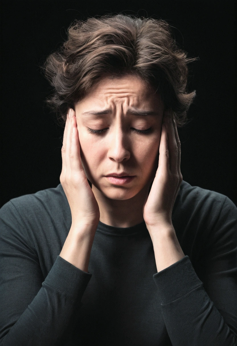 Image of a person praying with a serene face and a bright background.