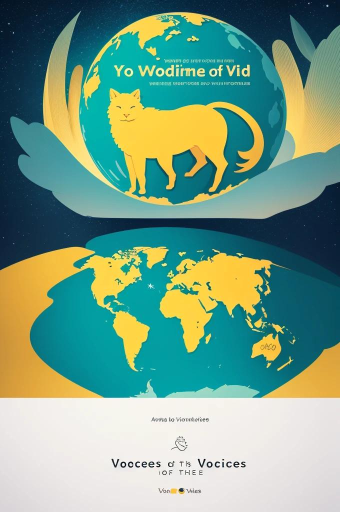 Create a cover image for your YouTube channel "Voices of the World". The channel shares diverse stories, as Reddit reports, animal tales and relationship stories.
Elementos visuais:
Global Theme: Use a stylized world map or icons from different cultures.
Stories Icons: Include symbols like a book, a heart and animal silhouettes.
Typography: Clean and modern font for the title "Voices of the World".
colors: Warm shades of blue, green and touches of yellow.
texto:
Title: Voices of the World
Estilo:
Professional and Clean Welcoming and Inclusive Dimensions:
2560 x 1440 pixels (YouTube cover image)