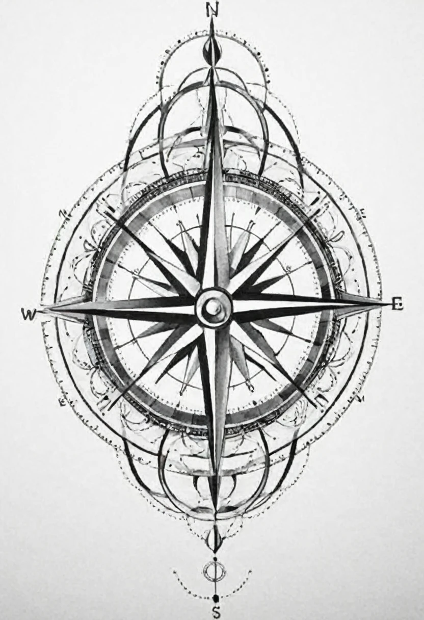 drawing of a geometrical tattoo, compass