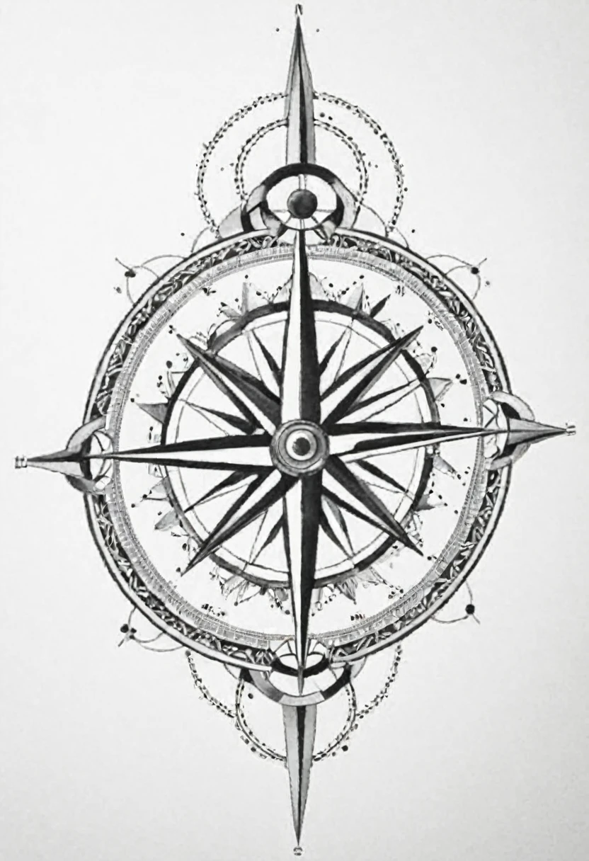 drawing of a geometrical tattoo, compass