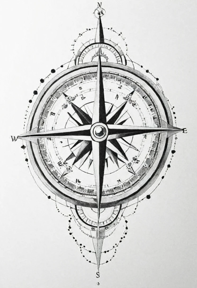 drawing of a geometrical tattoo, compass