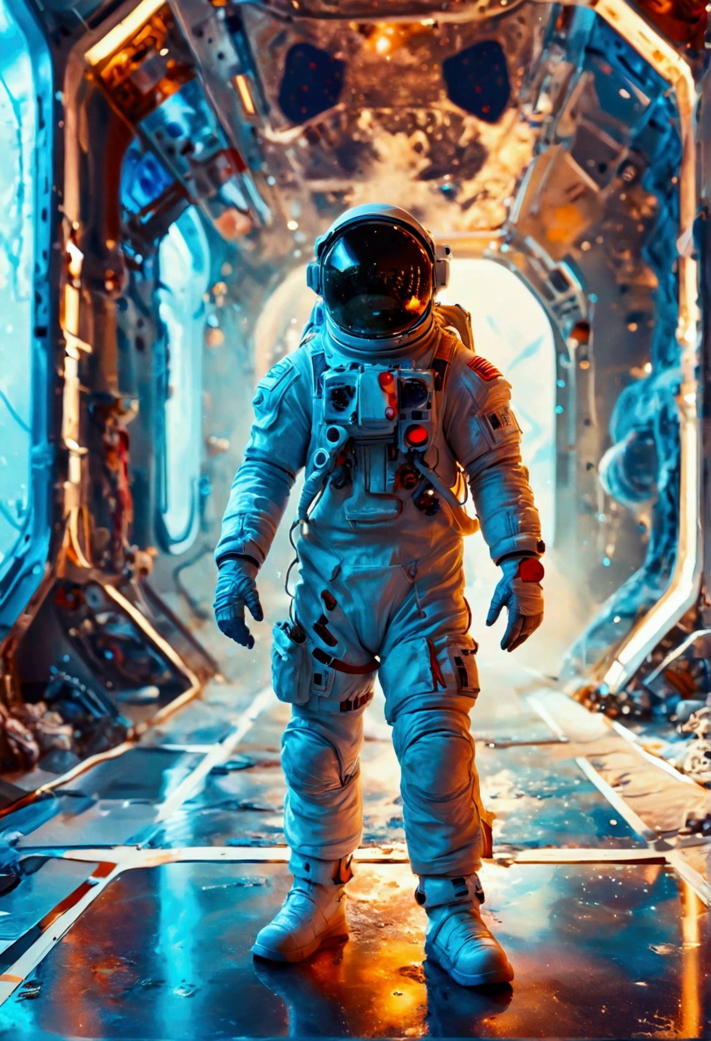 Astronaut in a bluer and whiter universe 