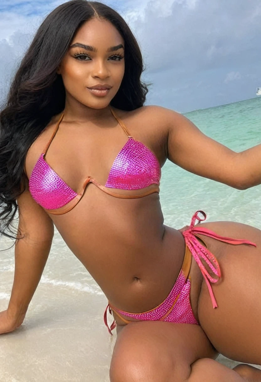 (best high quality:1.5), (8k), extremely detailed, (High details:1.4), Solo, ((pretty perfect Angolan female with 24 years old:1.4)), (bikini),