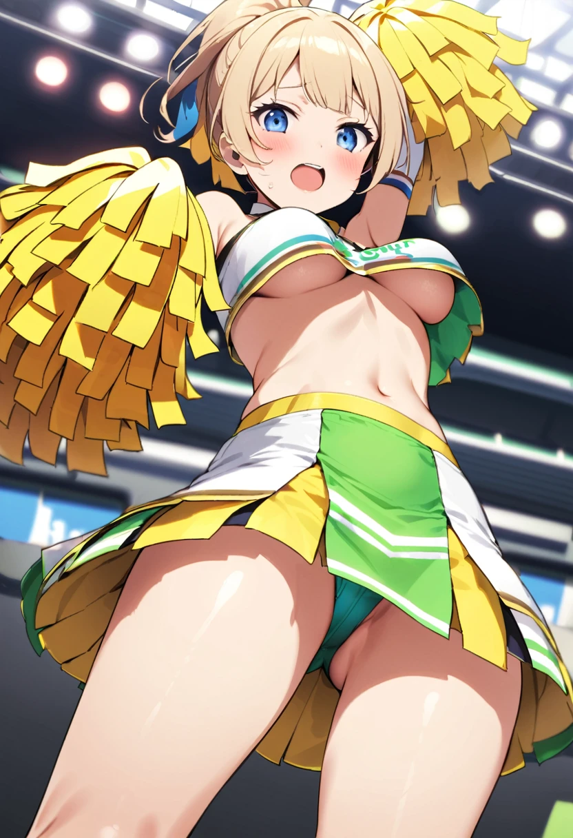 Highest quality、High resolution、Detailed Background、Beautiful face in every detail、age beauty、Light color hair、Braided bob cut、ponytail、Perfect body line、Big Ass、fly in the sky、Cheerleader、I support you、(Pom-pom:1.2)、
(笑顔で大空にジャンプしているCheerleaderの少女:1.5)、
I support you、Sexy Costumes、Sexy Cheerleading Costumeini skirt、Emphasize underboob、Angle from below、Healthy thighs、Healthy Beauty、With legs apart、cute