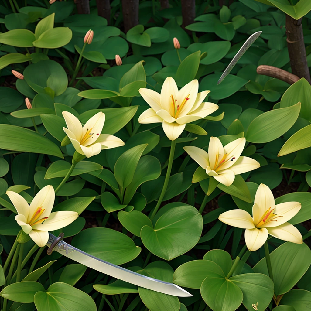 Sword and lily flower