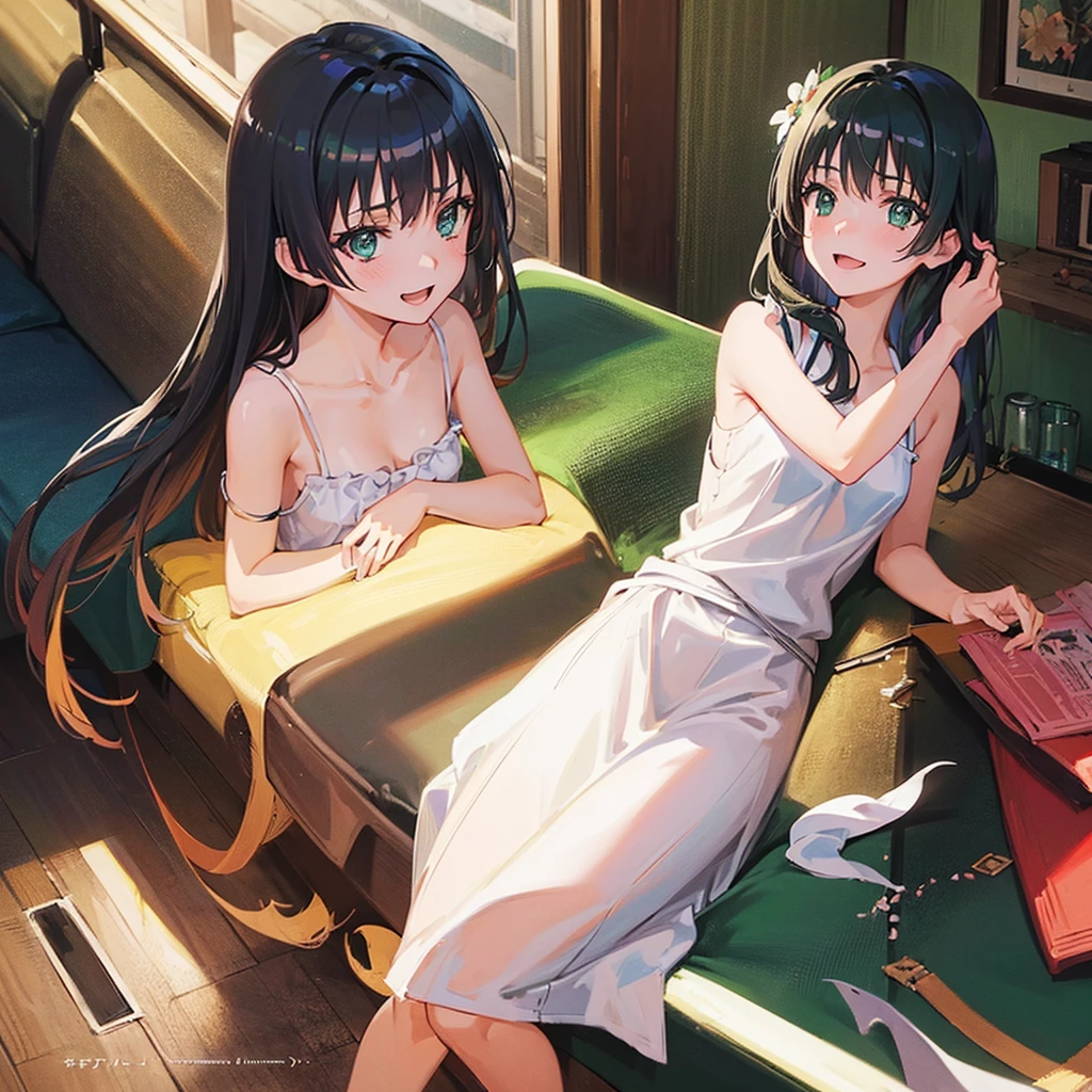  (High resolution:1.4), (masutepiece:1.2), (High quality:1.3) 1girl, saten ruiko, green eyes, long hair, black hair, small breast, dangerousbeast, wolf tail,  cinematic lighting,  pov, smile