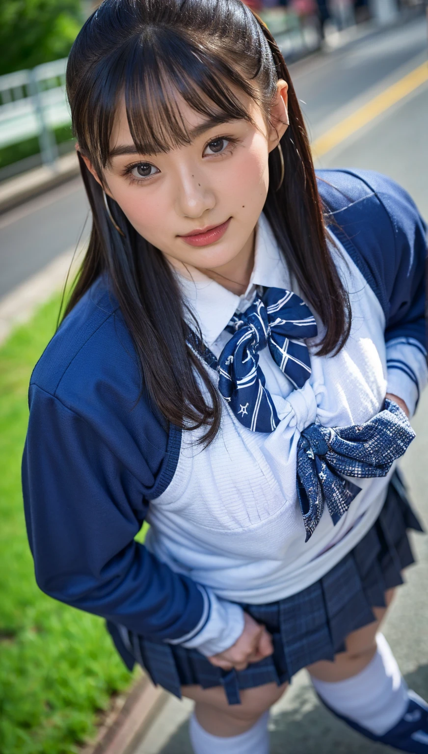 (photorealistic:1.4), (fullbody shot), best quality, masterpiece, raw 32k photo, (extremely detailed japanese beautiful girl), (extremely detailed eyes:1.2),(baby face), (cute face:1.2), ultra-detailed, ultra high res, amazing, BREAK,standing,
(school uniform:1.5),detailed school girl, (disneyland:1.4), beautiful detailed girl, bangs, cute face, miniskirt,(baggysocks)