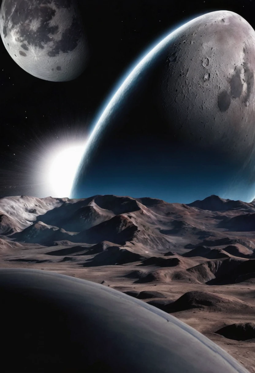 1 couple are having explicit sexual relations in outer space (crater of the moon fornicating) in the background you can see the earth in its maximum splendor