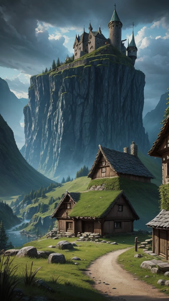 Wikinger Dorf, Fantasy Landscape, RPG art style, Fantasy Art