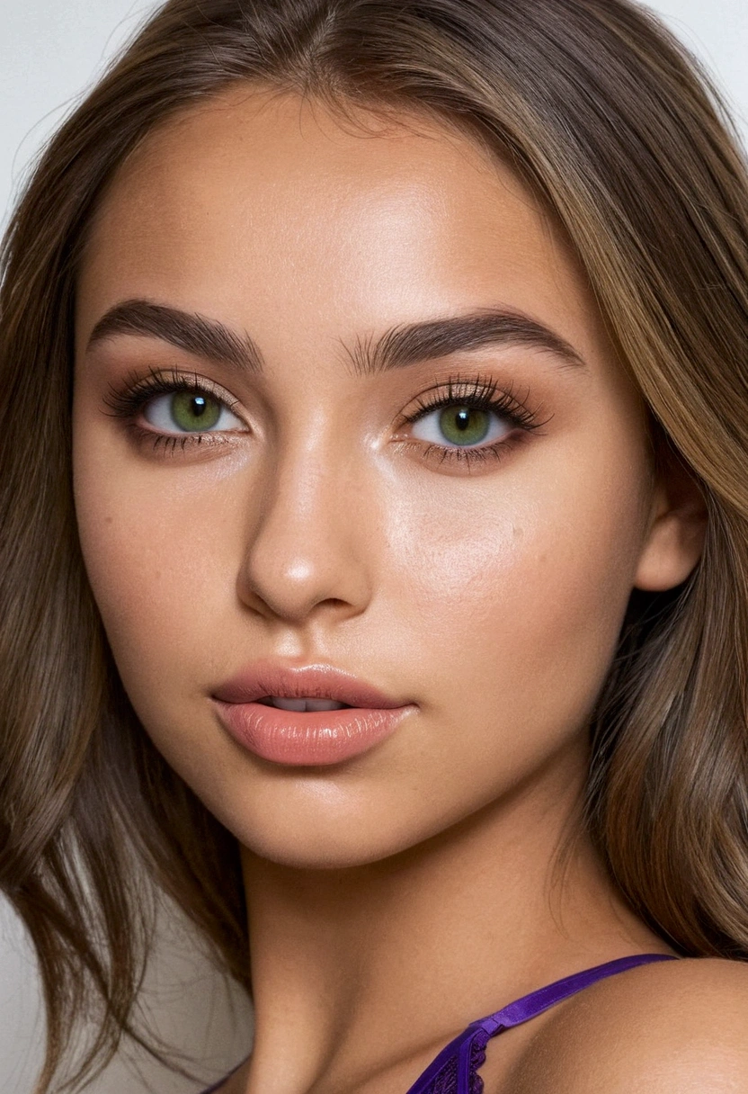 20 years old spanish girl, blond hair, highly detailed and realistic face, beautiful clear green eyes, medium/big natural , long hair, seductive look and smirk, gym girl, peau bronzée, Portrait Sophie Mudd, cheveux bruns et grands, jeune femme, yeux de la chambre, Violette Myers, sans maquillage, Maquillage naturel, regardant directement la caméra, Cara con artgram, maquillage subtil, yeux verts perçants, bel angle, pose attrayante, Mignon , pose sexy, déesse brune, détail élevés, Pose satisfaite, realistic instagram picture, 8k, really realistic beautiful hispanic face, really realistic lips and nose, big tits very realistic, girl alone, authentic and natural, green lingerie, de dos, with big ass, realistic, 8k, 4k, not cute face