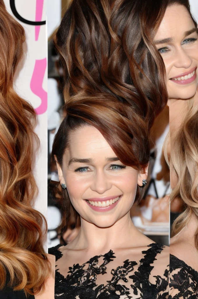 emilia clarke with long hair with colorful highlights
