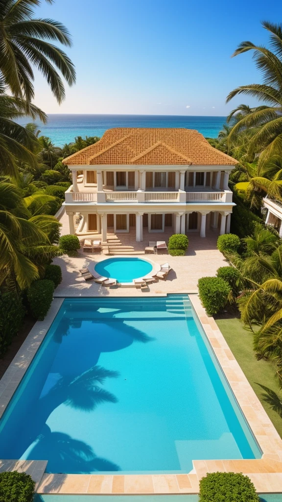 a picture of a house in the middle of the ocean with a pool in the, overlooking the ocean, hyper luxurious, built around ocean, floating palace, beachfront mansion, luxury architecture, well-designed masterpiece, amazing view, stunning architecture, very detailed paradise, rich house, inter dimensional villa, luxurious, trending on pinterest,maximalist, palatial scene, dream pool, luxury lifestyle, stunning view, luxurious theme, сastle on the rock, professional color grading, soft shadows, no contrast, clean sharp focus, film photography , 4k, clear image, promotional lighting,Hyper realistic,Ultra Detailed,Masterpiece, best quality,8k,,4k resolution,RAW, Nikon Z9,