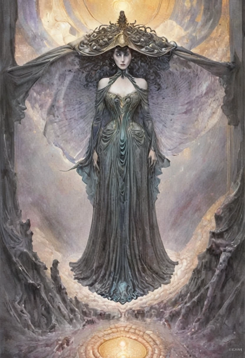 Maleficent Presence Hallucination:

"Show a person paralyzed in bed, with wide eyes, while a malevolent, nebulous presence floats above her. The entity has a spectral and frightening appearance, with tentacles or arms extended toward the person."