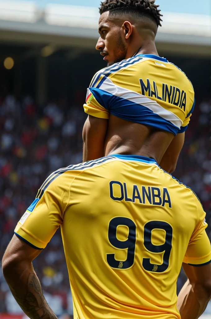 Man from back with Colombia national team shirt, number 9, Mathias