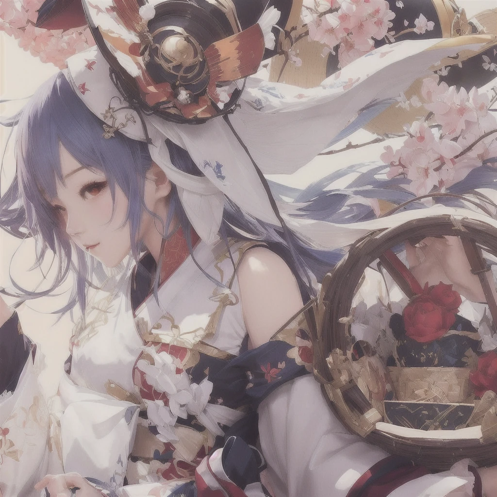 Anime girl with a basket of food and a hat on her head, The Detailed Art of the Onmyoji, Best anime 4k konachan wallpaper, guweiz on pixiv artstation, anime art wallpaper 4k, anime art wallpaper 4k, Zerochan Art, Anime Art Wallpapers 8K, Guweiz on ArtStation Pixiv, onmyoji