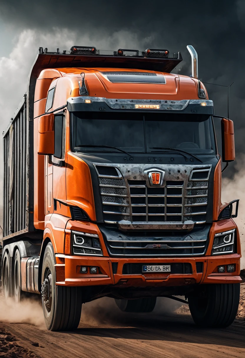 ((Best high quality:1.2)), (8k), extremely detailed, ((High detail:1.2)), doomsday truck, scary car,