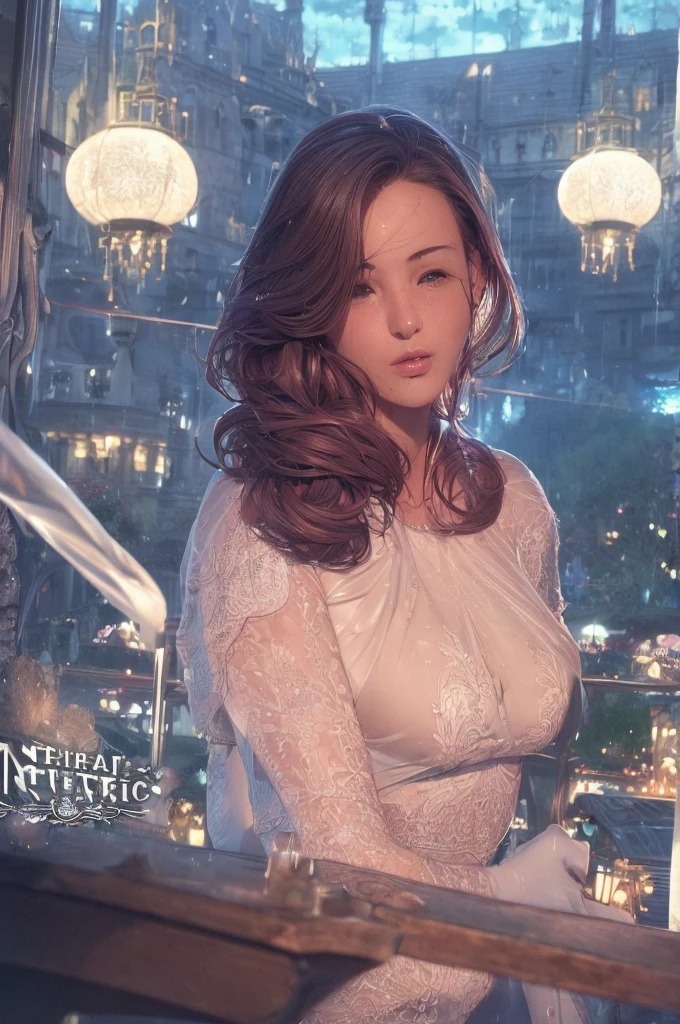 Cute woman in the drizzle, (elegant, Beautiful Face), Transparent white dress, Forest Moss, (freckles:0.8), Flower Field, , Curly Red Hair, Magical atmosphere, (short hair), ((Detailed skin, Skin Texture)), Ultra-detailed, (Exquisitely crafted, Fine details, Ultra-detailed), Ray Tracing, Scattered beneath the surface, (Fantasy underworld in the background), Diffused and soft lighting, Shallow depth of field, by (by Oliver Wetter), Sharp focus blur, (Realistic photo quality:1.4)