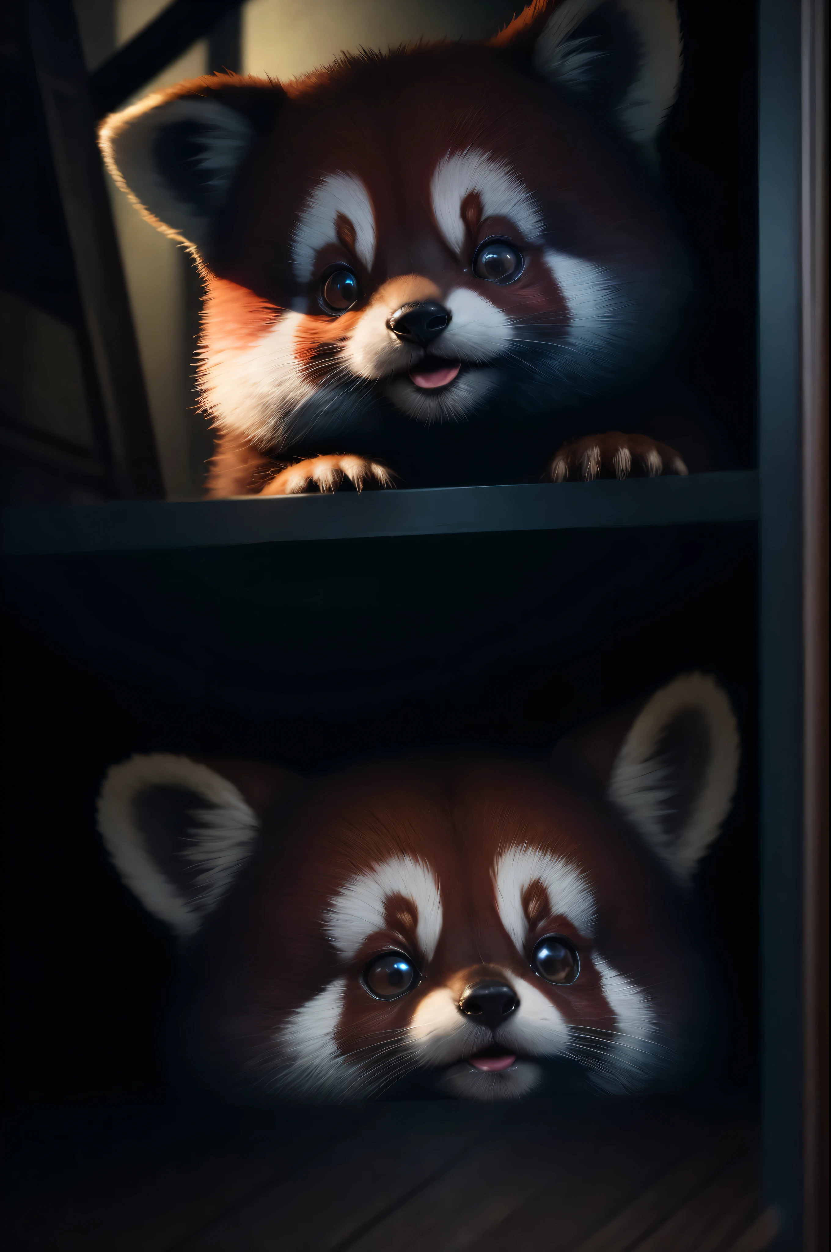 Pixar movie style, 最high quality, Still image, very cute, Big eyes，very happy，Attention to detail, high quality, masterpiece, Accurate, Super detailed，red pandared pandared pandared panda, creation, red panda, wave hands very angry fighting, adorable!!!, adorable  信じられないほどかわいい,adorable, wave hands、 wave hands, 