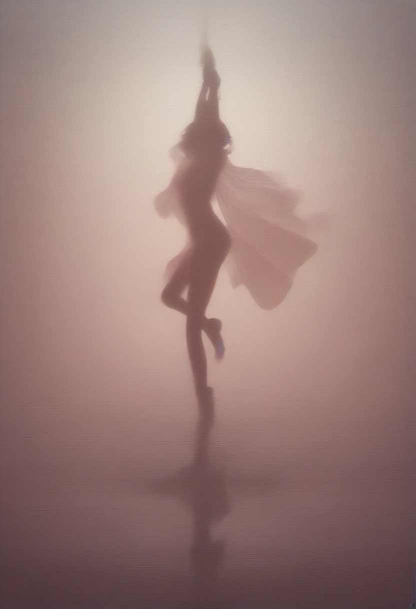 The silhouette of a ballet dancer gradually formed by the rain, Red background, Digital Art Style, Simple lines,Silhouette of a ballet dancer dancing beautifully from above, 暴雨 dancing with the light Simple lines, Silhouette Art, background, illustration, Heavy rain background, cartoon, Solid color background, texture, lotus, Warm atmosphere, Mysterious feeling, Dancing in the heavy rain, A style that displays waterspouts and light,Double Exposure,reflection