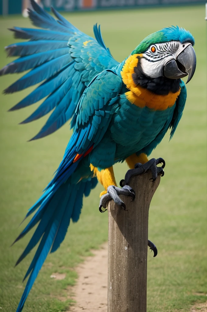 Chat I need a mascot for my tourism athletics, which would be a and strong macaw but in unrealistic animation