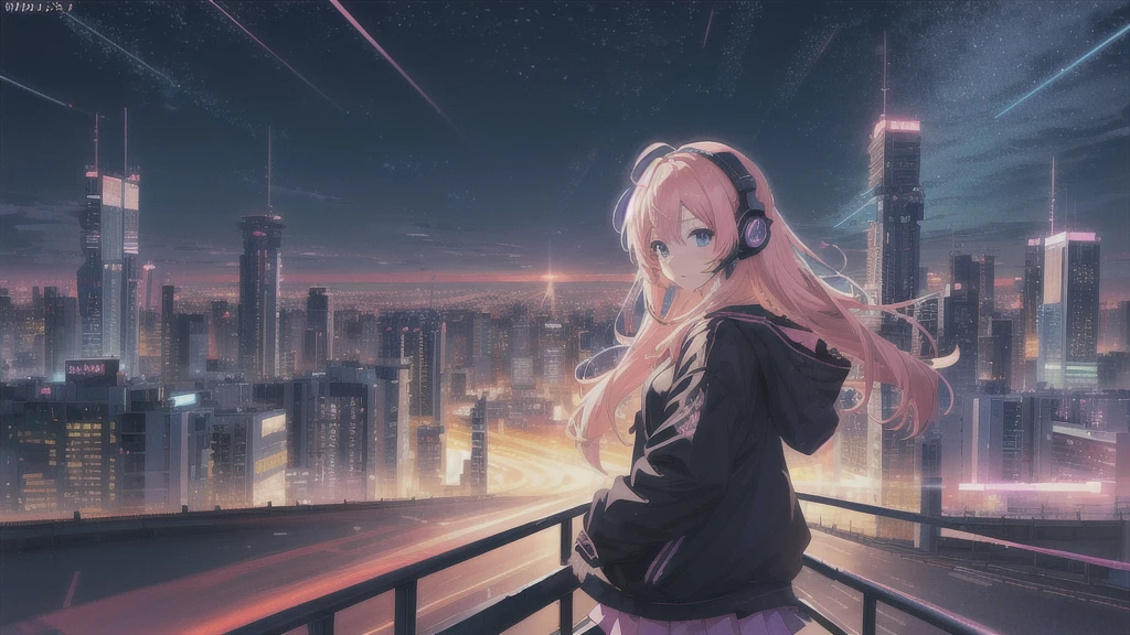 Anime girl wearing headphones and looking at the night city, Anime Style 4k, Nightcore, anime art wallpaper 4k, anime art wallpaper 4k, anime wallpaper 4k, anime wallpaper 4k, Anime Moe Art Style, Best anime 4k konachan wallpaper, Anime Art Wallpapers 8K, 4k anime wallpaper, Cyberpunk Anime Girl, Digital anime art