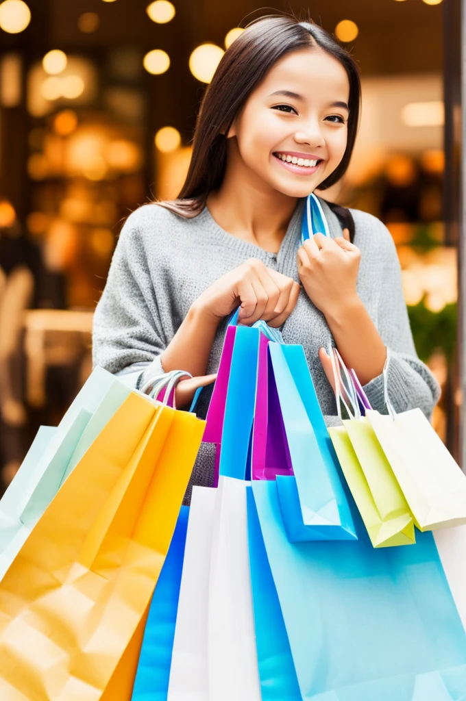 shopping bag smiling 