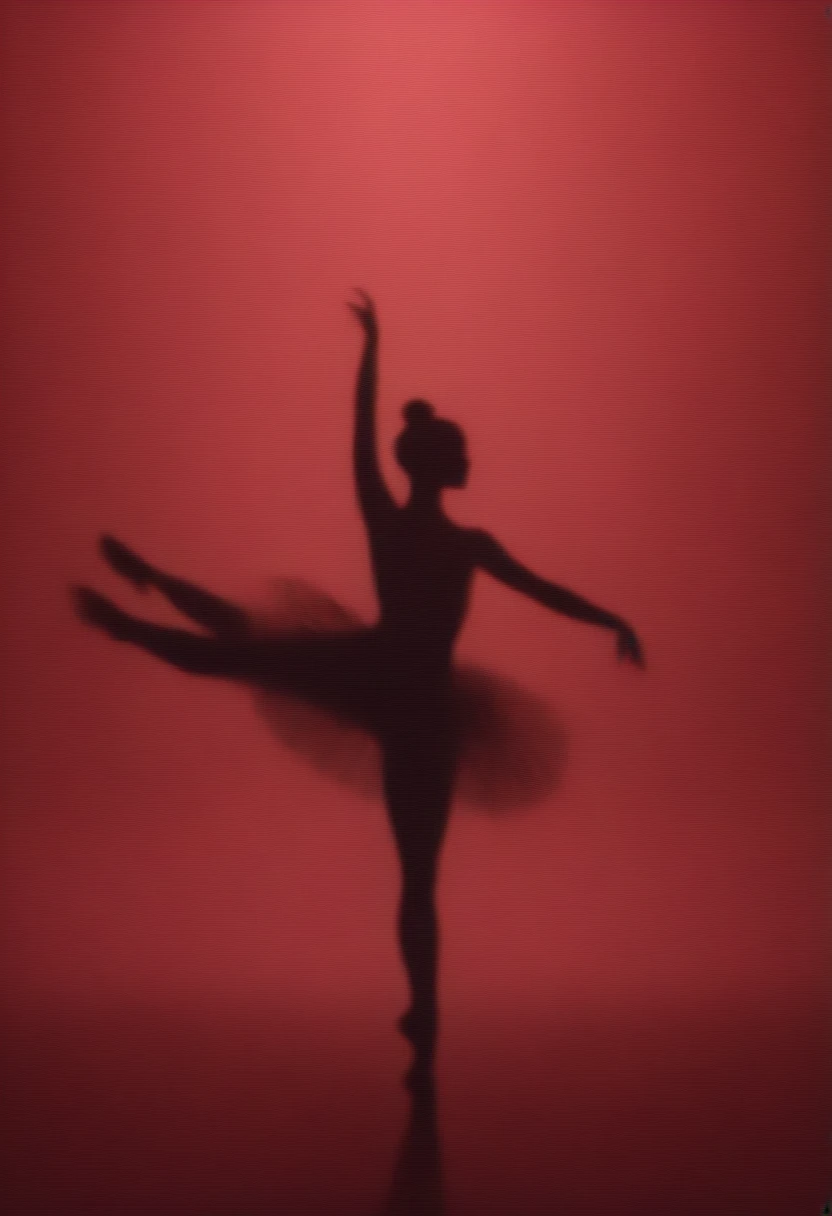 The silhouette of a ballet dancer gradually formed by the rain， Red background, Digital Art Style, Simple lines，Silhouette of a ballet dancer dancing beautifully from above, 暴雨 dancing with the light Simple lines, Silhouette Art, background, illustration, Heavy rain background, cartoon, Solid color background, texture, lotus, Warm atmosphere, Mysterious feeling, Dancing in the heavy rain, A style that displays waterspouts and light，Double Exposure，reflection