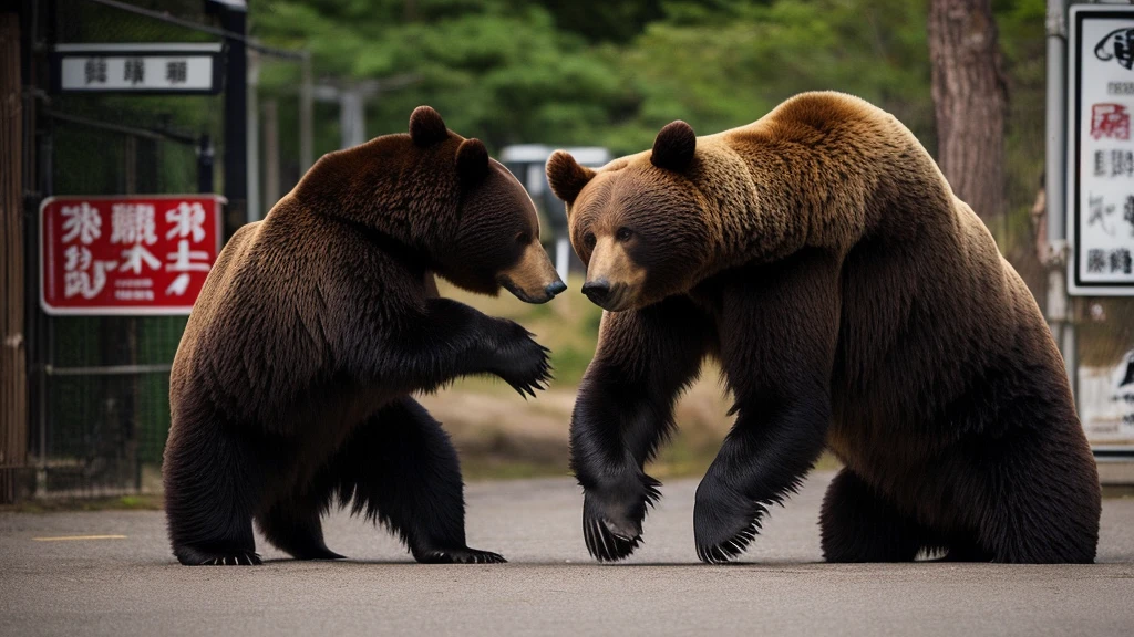 Bear、凶悪なBear、Vicious Claws、A pose that looks like it&#39;s about to attack、Body and face covered in wounds、Wearing bone armor、Zoom in