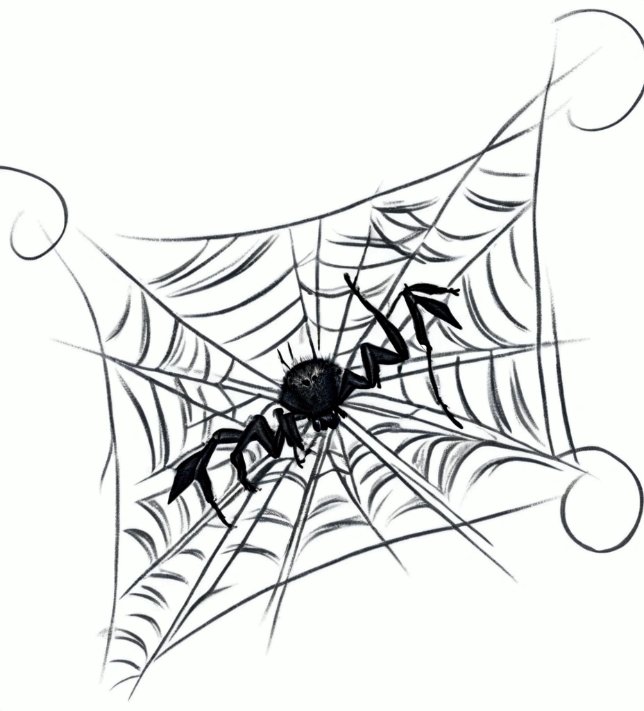 a drawing of a bat-covered spider web, intricate cobweb, spidery body, detailed spider webs, eerie cobwebs, spidery and irregular webbing, (best quality,4k,8k,highres,masterpiece:1.2),ultra-detailed,(realistic,photorealistic,photo-realistic:1.37),dark gothic horror atmosphere,dramatic lighting,moody colors,dramatic shadows,haunting,sinister,ominous