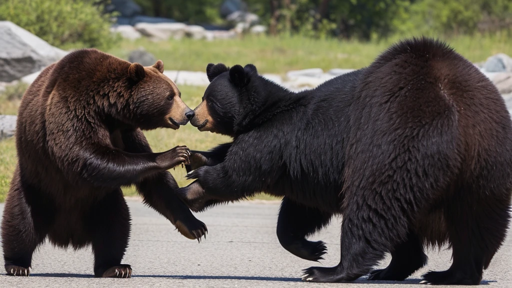 Bear、凶悪なBear、Vicious Claws、A pose that looks like it's about to attack、Body and face covered in wounds、Wearing bone armor、Zoom in