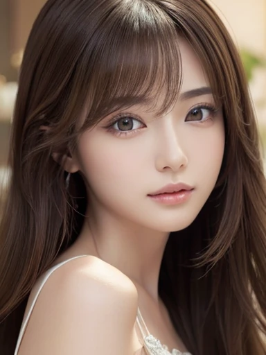 masterpiece、1 beautiful girl、Fine brown eyes、Puffy eyes、Highest quality, 超High resolution, (Reality: 1.4), Cinema Lighting、(Japanese)、Asian Beauty、Super Beauty、Medium Hair、Beautiful Skin、Slender、(Look at the viewers)、(Surreal)、(High resolution)、(8K)、(Very detailed)、(Beautiful and detailed eyes)、(Ultra-detailed)、 (wall-)、Detailed face、Bright lighting、Professional Lighting、