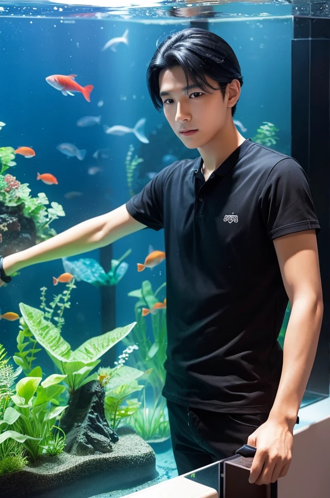 good looking　male　Black Hair　Aquarium