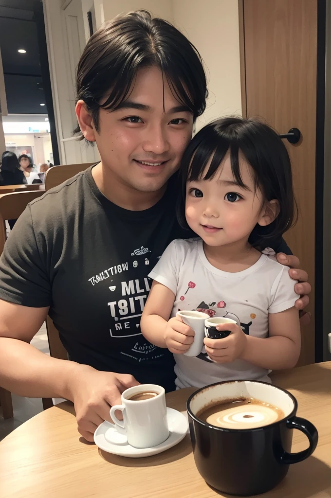 chubby "Hi Dad" serving coffee to children