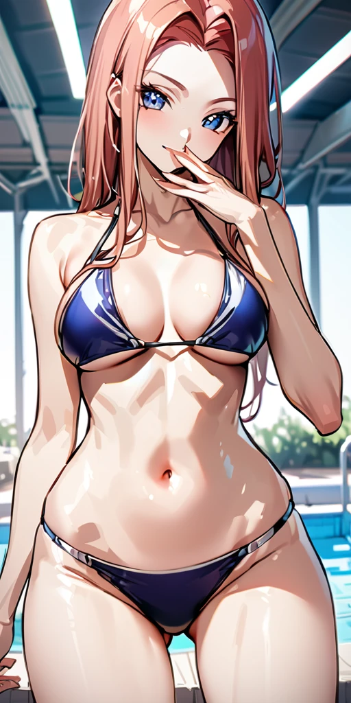 ((Highest quality、、masterpiece:1.3))、Long legs、Sharp focus:1.2, Beautiful woman with perfect figure:1.4、(Smiling:1.2), double eyelid、30-year-old female、Sexy pose、((((Close your mouth、One Woman、bikini)))),(((((one women,pool side:1.5)))))、((standing, cowboy shot:1.5))