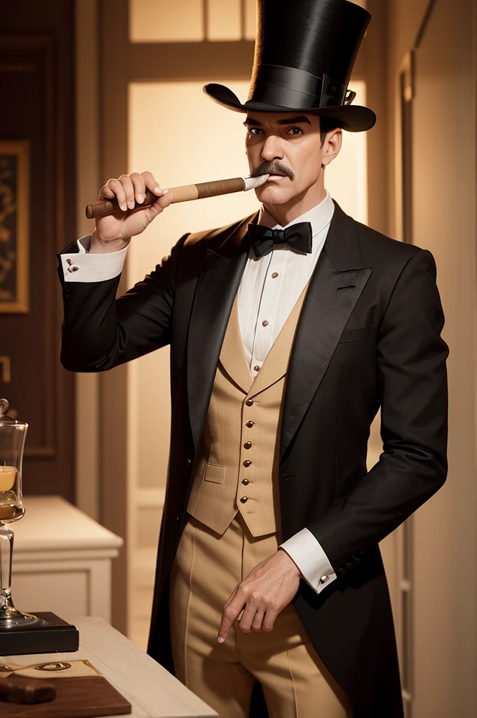 Disney pixar1.2,an Exú with a top hat,layer,Cigar in hand,4 k realistic
