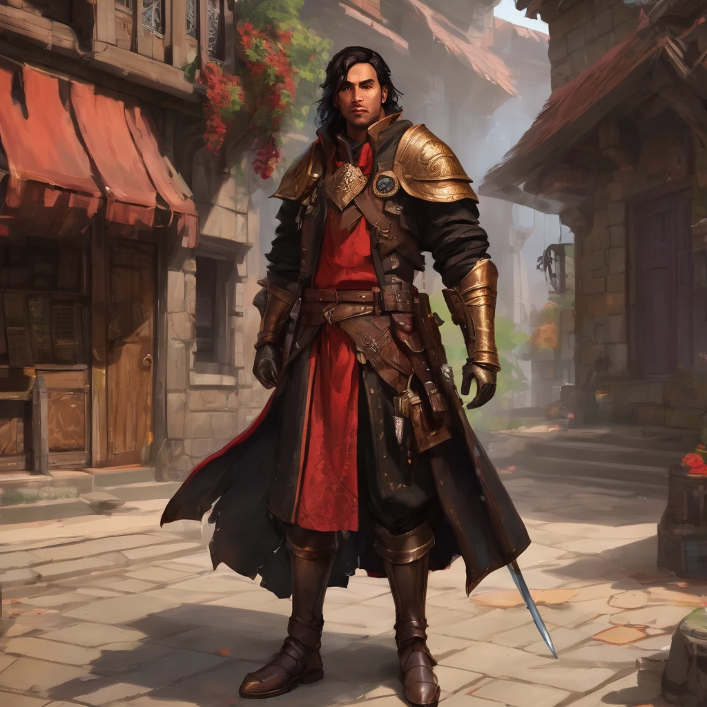 brown and black jacket with a red belt, cloth jerkin, stylised military clothes, very detailed and rich clothing, tied leather armor, flowing robes and leather armor, scaled robes, brown armor, highly detailed clothing, battle garments, tattered cloth robes, armor and robes, leather armored, monk's robe, fantasy robe