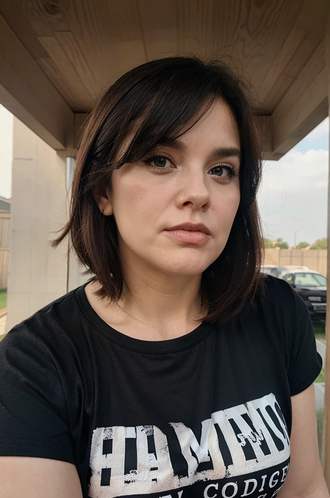 hucow mom bbw sad wearing t-shirt with text (cut my throat) on t-shirt